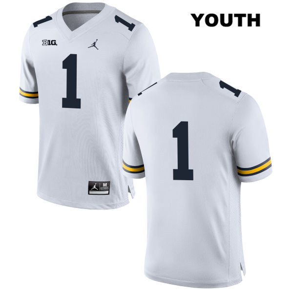 Youth NCAA Michigan Wolverines Ambry Thomas #1 No Name White Jordan Brand Authentic Stitched Football College Jersey IR25W05XP